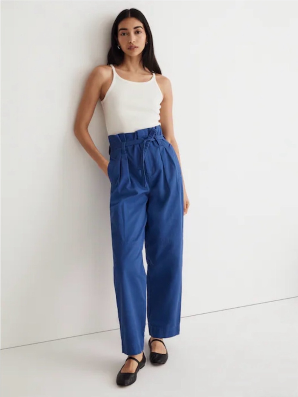 NWT, Madewell Women’s Blue Regenerative Chino Pants with Tie Belt